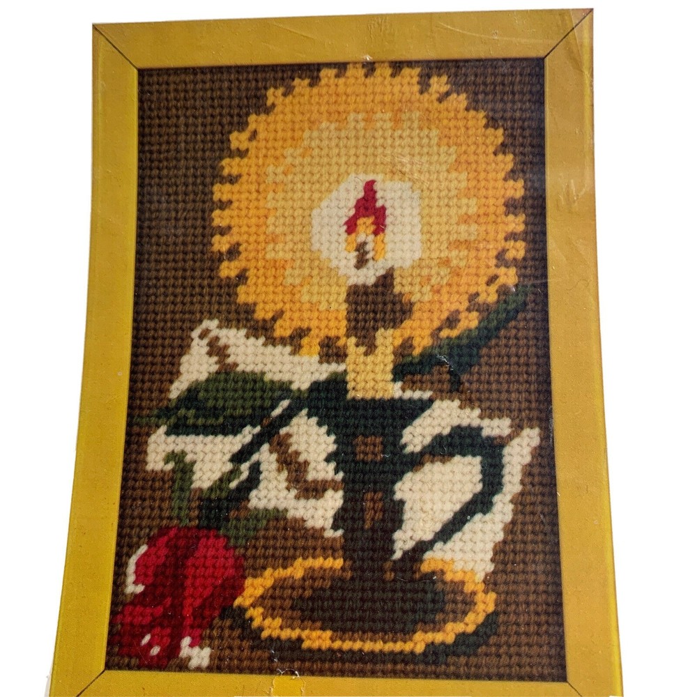 NEW Vintage WonderArt Needlepoint Craft 5 x 7 Picture Kit "Love Letter" Candle